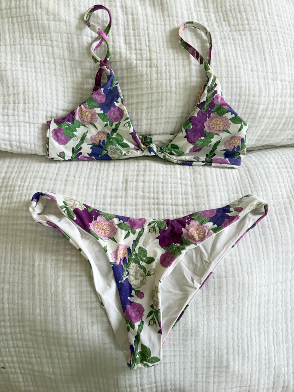 Dippin daisy Floral Purple & White Two-Piece Women's Swim Set